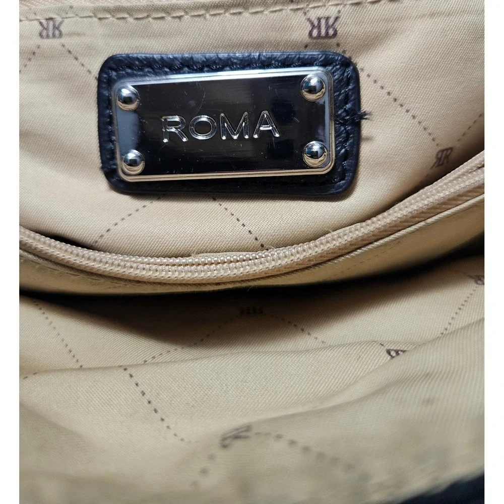 ROMA Leathers Concealed Carry Crossbody Bag, Black Pebbled Leather, No Key - Picture 5 of 10